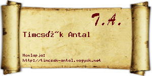 Timcsák Antal névjegykártya